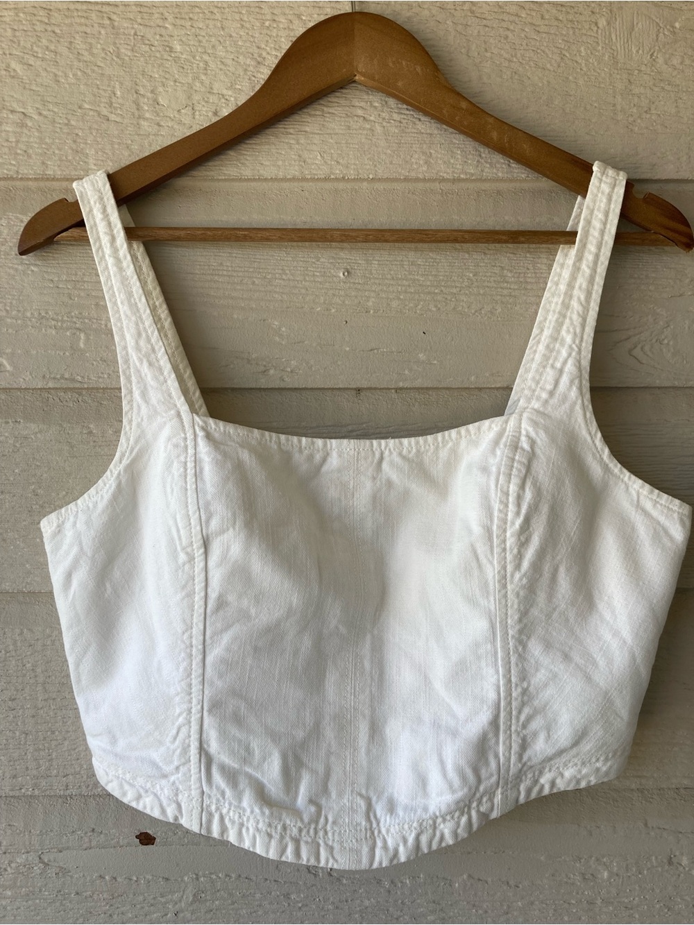 Urban Outfitters Pilcro Cotton Linen Off White Corset Cropped Tank Top M